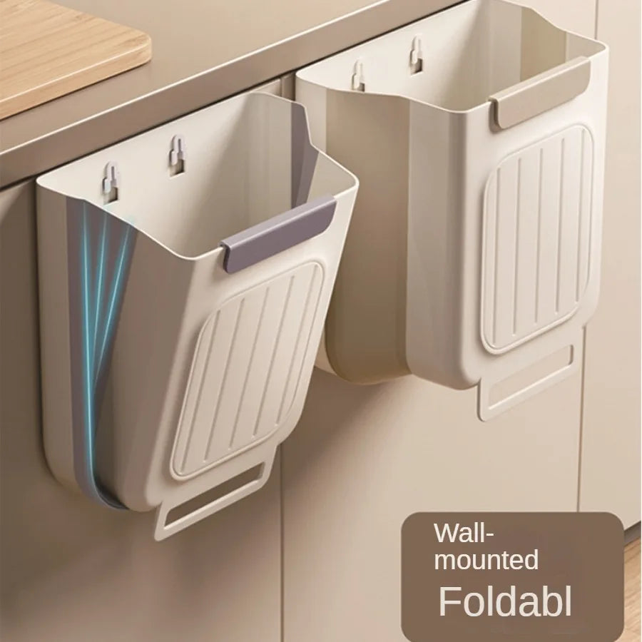 Suspended Foldable Trash Can – Wall-Mounted Kitchen Cabinet Door Waste Bin