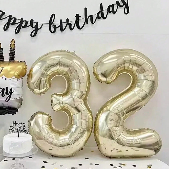 1pc 40inch Platinum Colour Number 0-9 Balloons Helium Balloon Digit Globos Birthday Party Decorations，Anniversary, Graduation