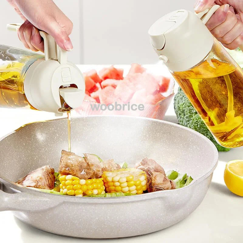 2 in 1 Kitchen Oils Spray Bottle Olive Sprayer Oil Spray Oil Sprayer Plastic for Cooking BBQ Baking Oils Dispenser Accessories