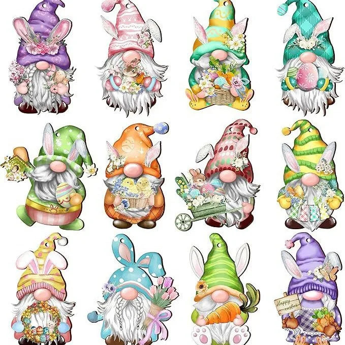 12/24pcs/set New Creative Wooden Christmas Dwarf Gnome Decoration Small Hanging Christmas Tree Decoration Wooden Plaque Set