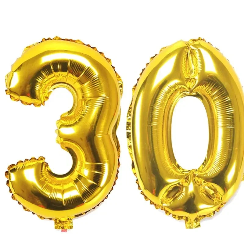 32 inch Number Figure Foil Balloons 10 20 30 40 50 60 70 80 90 Years Adult Old Birthday Party Anniversary Decoration Air Balloon