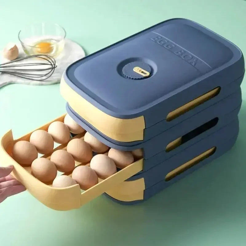 Drawer Egg Storage Box – Refrigerator Organizer with Lid for Fresh Keeping, Dumplings & Fruits