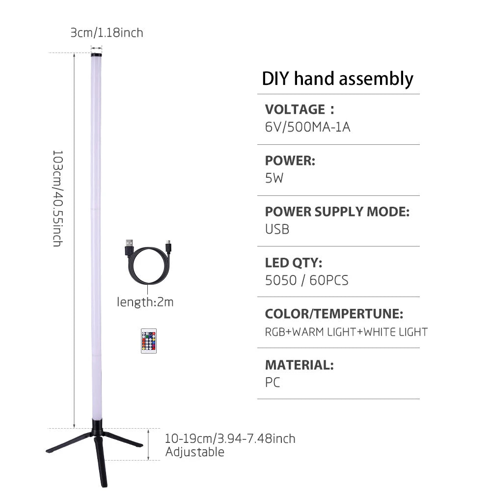 RGB LED Floor Lamp Remote APP Control Music Sync Corner Mood Lighting Smart Modern Mood Standing Lights for Bedroom Living Room