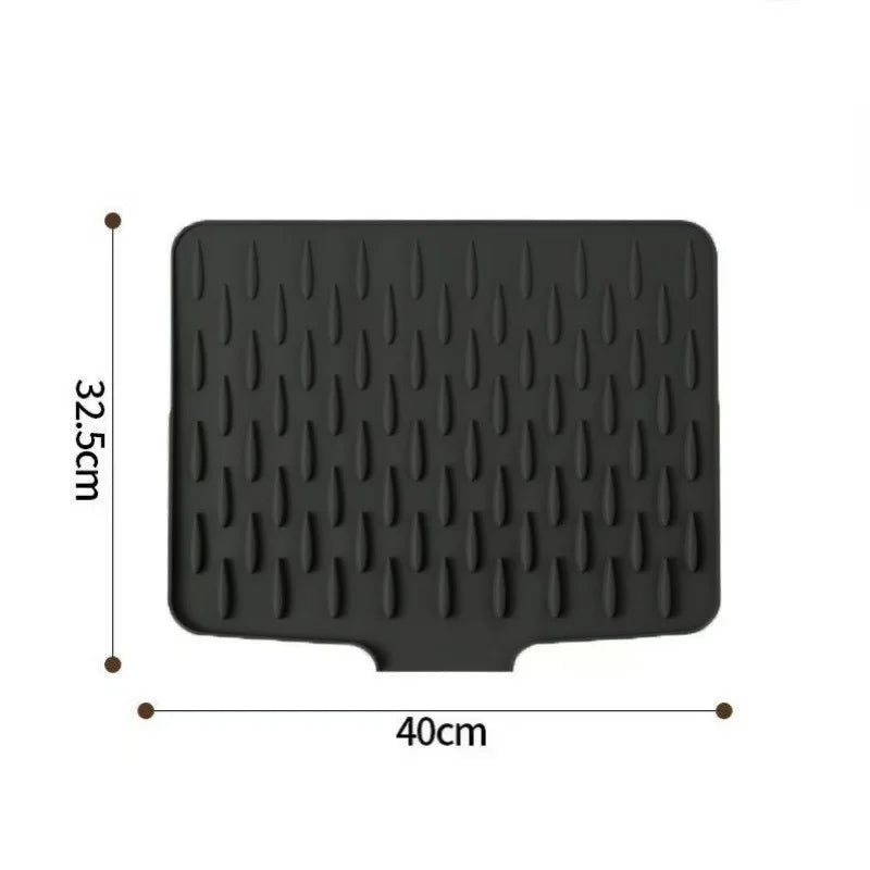 Silicone Dish Drying Mat for Kitchen – Non-Slip Sloped Drain Mat, Heat-Resistant Pot Pad & Fruit Drain Mat (32x40cm)