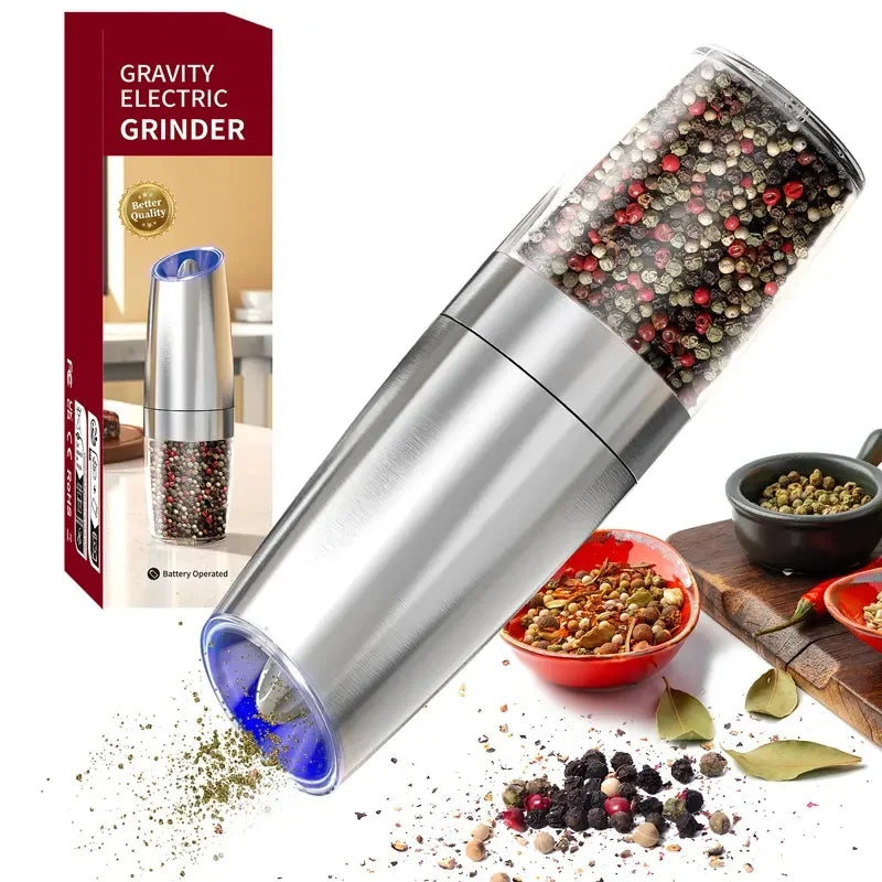 Electric Gravity Salt & Pepper Grinder with Adjustable Coarseness