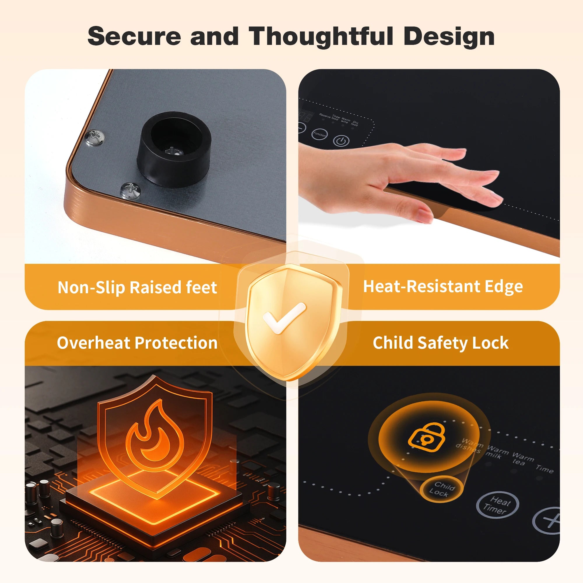 Electric Warming Tray Food Warmer Thermostat Full Surface Heating Food Warming Mat with 2 Temperature Modes For Parties Buffet