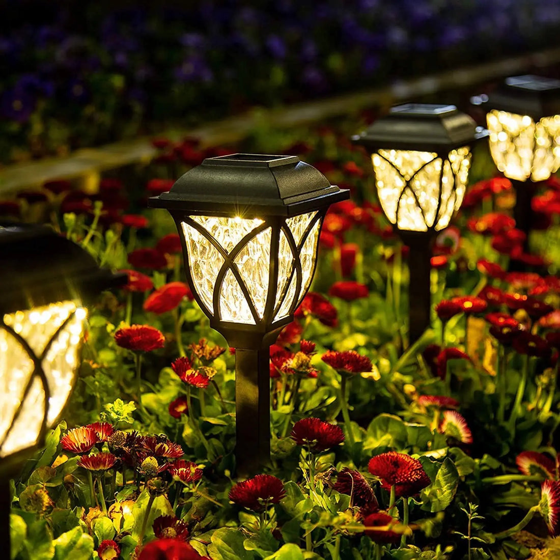 Lot de 2 lampes solaires LED pour pelouse, éclairage d'extérieur, étanche, lumière chaude, idéal pour un jardin, une cour, une allée, une villa ou un paysage