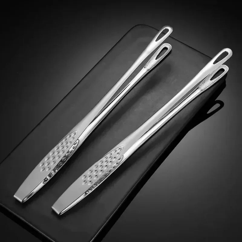 Stainless Steel Barbecue & Kitchen Tongs – Reusable Non-Slip Cooking Tweezers for Grilling, Salad & Meat