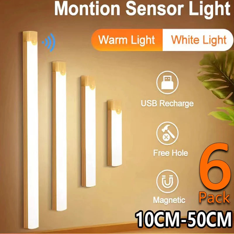 Rechargeable Motion Sensor LED Cabinet Light – Magnetic Wireless Strip for Kitchen, Wardrobe & Closet