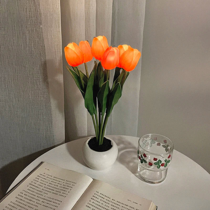 LED Tulip Night Light – Simulation Flower Atmosphere Desk Lamp for Room Decor & Gift