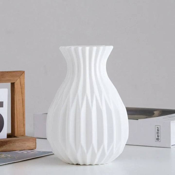 Imitation Ceramic Flower Vase Nordic Style Solid Color Flower Arrangement Container Living Room Decoration Plastic