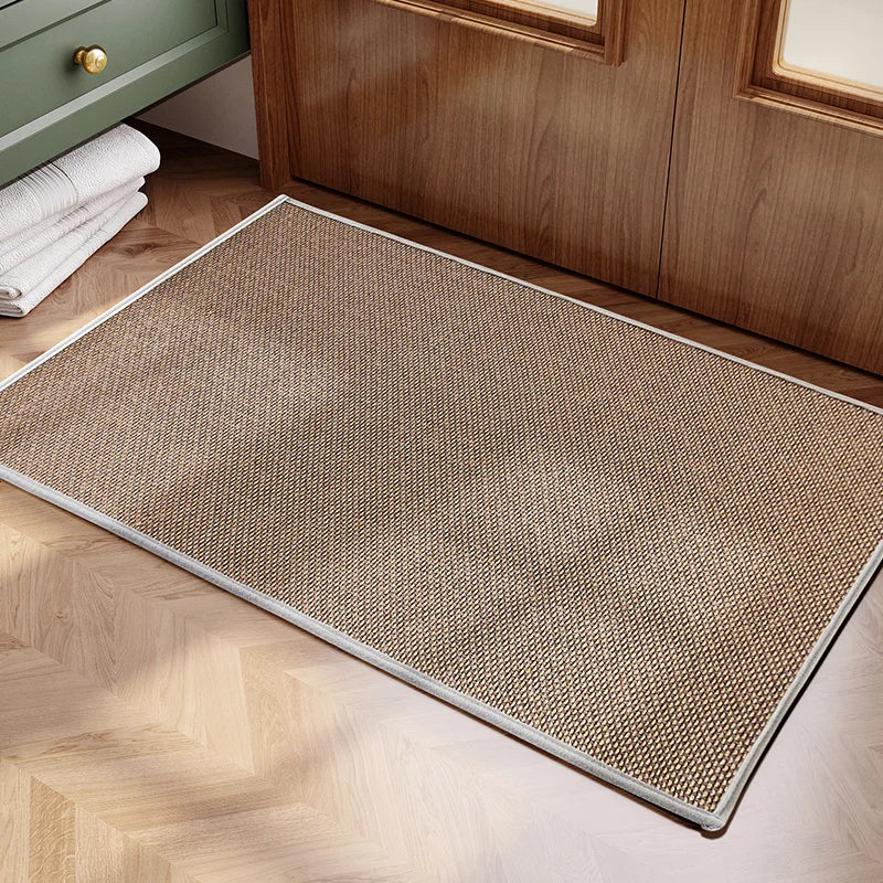Linen Weave Kitchen Floor Mat Anti-slip Washed Rug Rubber Bottom Natural Twill Flax Entry Door Long Carpet Oil-resistant Durable