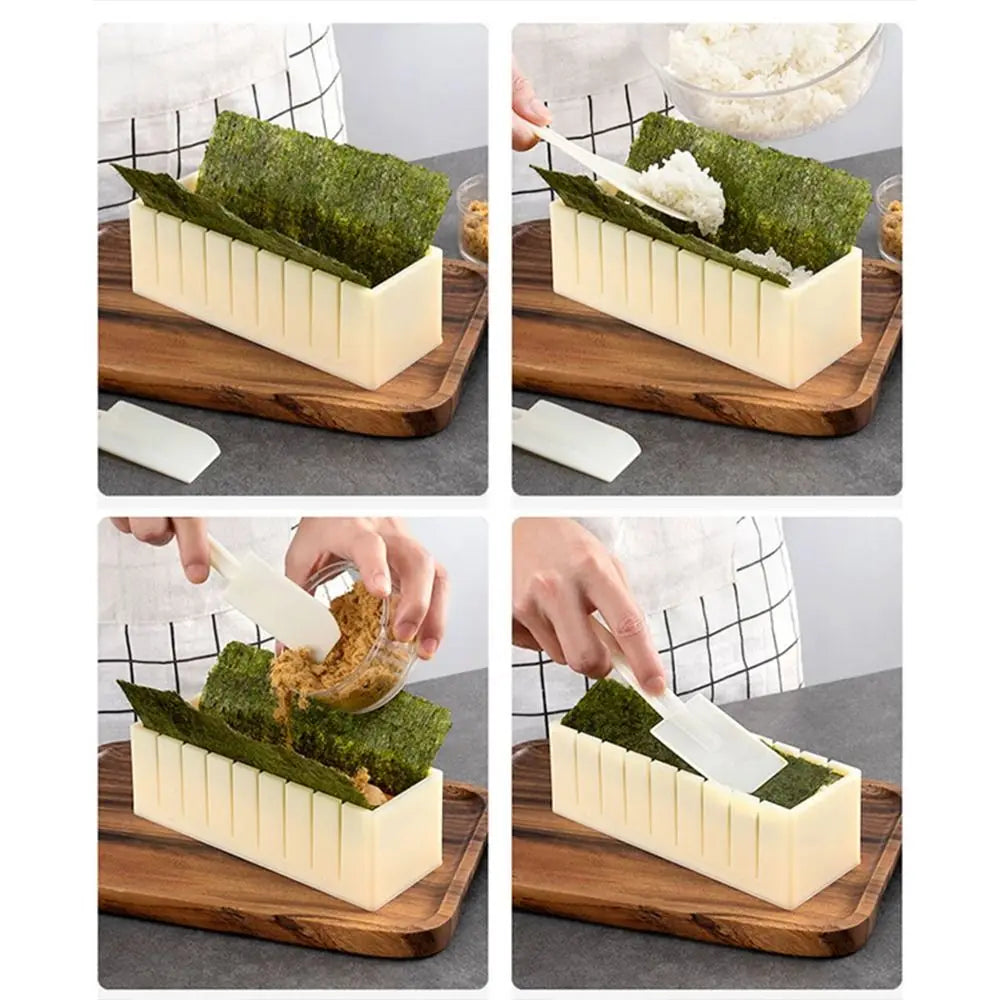 All-in-One Sushi Maker Kit with Round, Square & Heart-Shaped Molds for Perfect Rolls
