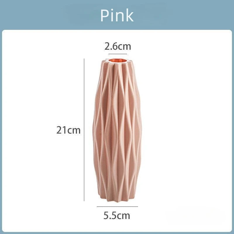Diamond-Cut Plastic Vase - Shatterproof Imitation Ceramic Pot for Home Decor | Thick Heavy Duty Holiday Decoration
