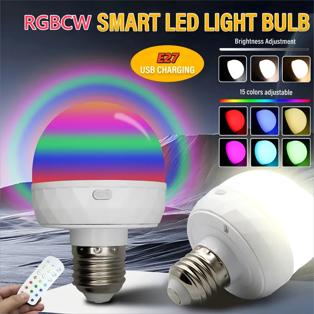 Wireless Rechargeable Wall Sconce with Remote – Dimmable LED Wall Light in Amber, Warm White & RGB