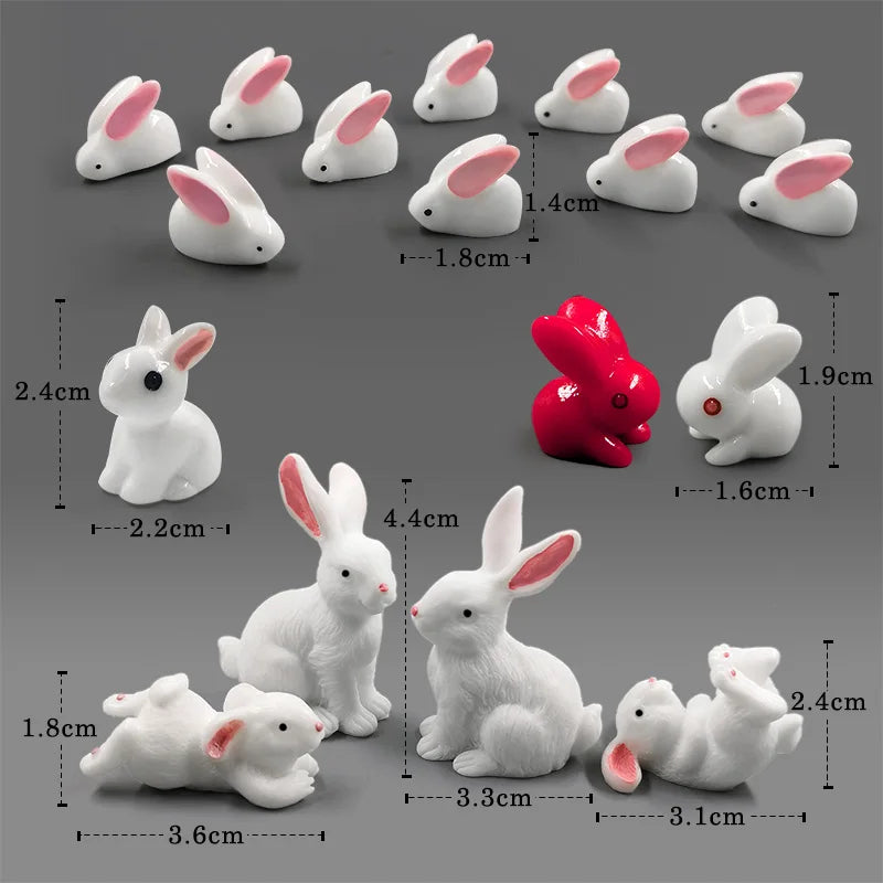 Halloween Christmas Easter White Rabbit Figurine DIY Home Decor Miniature Fairy Garden Dollhouse Decoration Accessories Modern