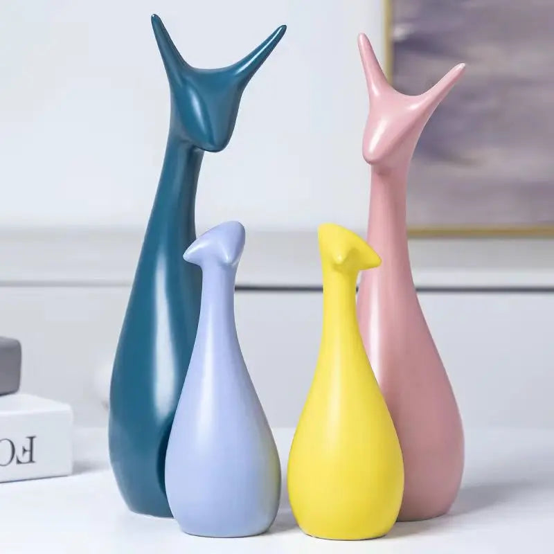 Modern Feng Shui Ceramic Figurines Livingroom Ornaments Home Furnishing Decoration Crafts Office Room Accessories Wedding Gifts