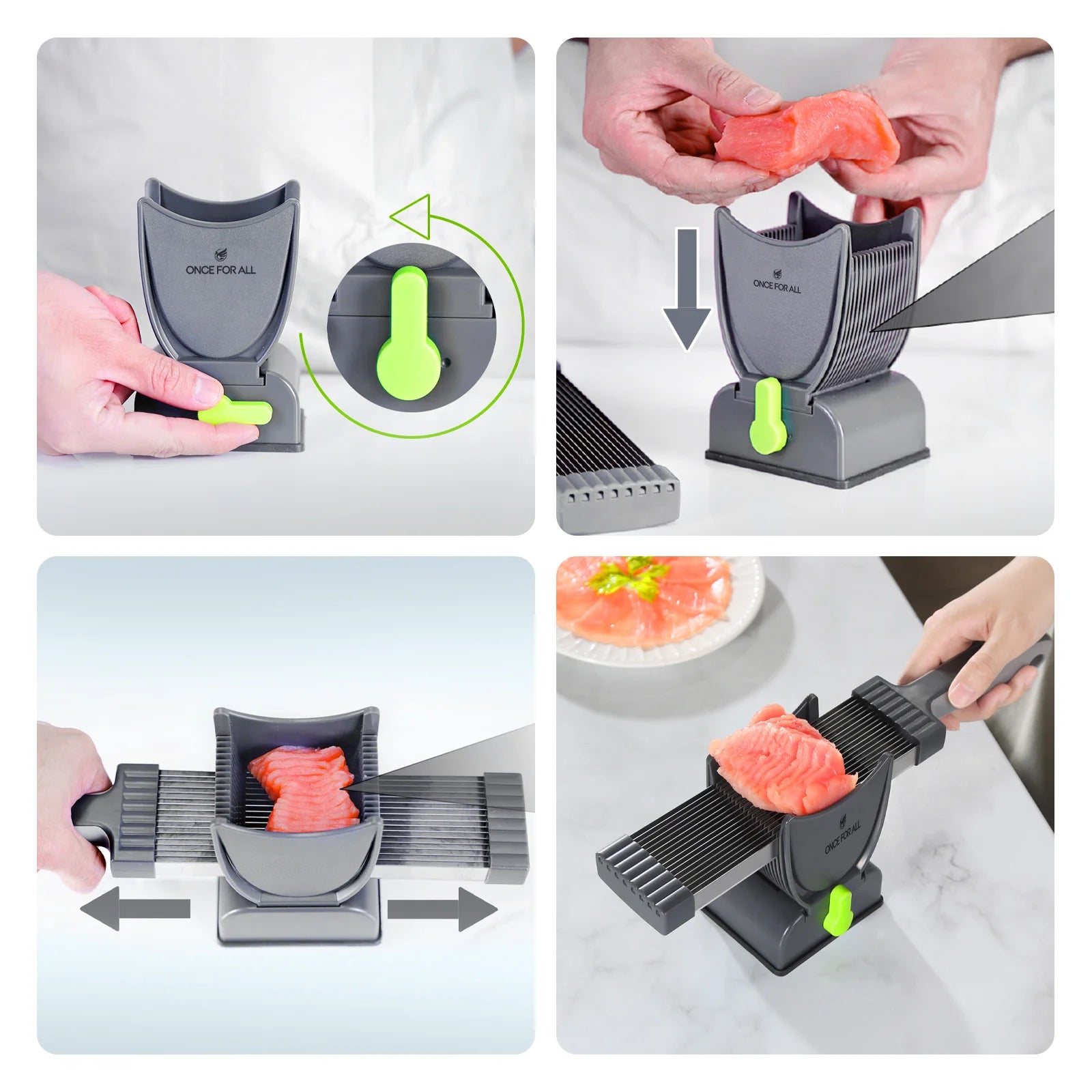 Manual Stainless Steel Meat Cutter & Chopper – Miniature Slicer for Strips, Dices & Slices at Home