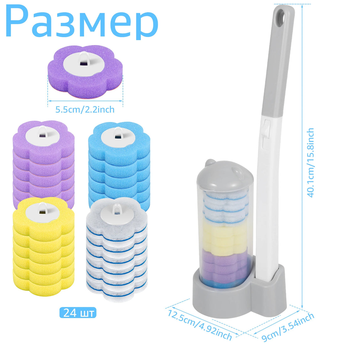 Wall-Mounted Disposable Toilet Brush with Long Handle & Replaceable Heads