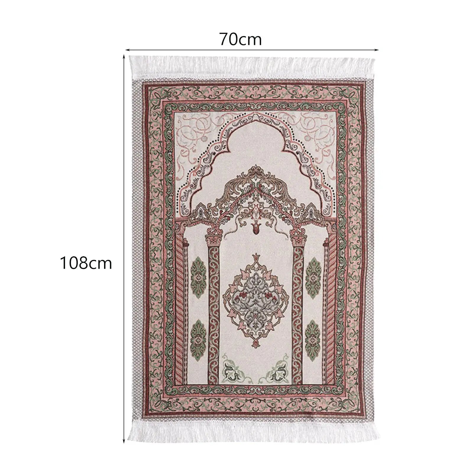 Muslim Mat Floor Carpet Thick Tassel Decor Rectangle Traditional Design Prayer Rug for Travel Temple Prayer Room Women Men