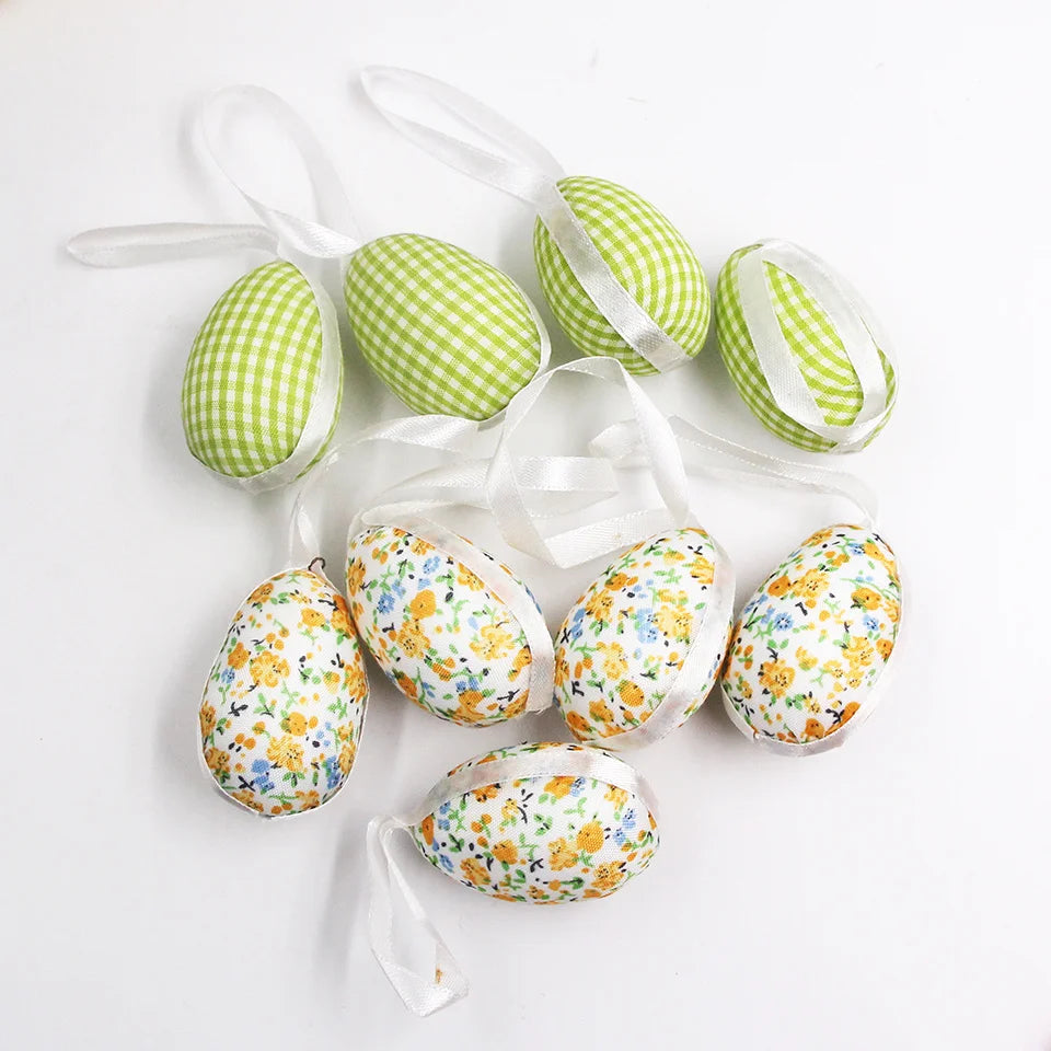 1pack Green Pink Easter Eggs Fabric Rabbits Carrots For Easter Party Hanging Decorations Kids Birthday Party Gifts Supplies