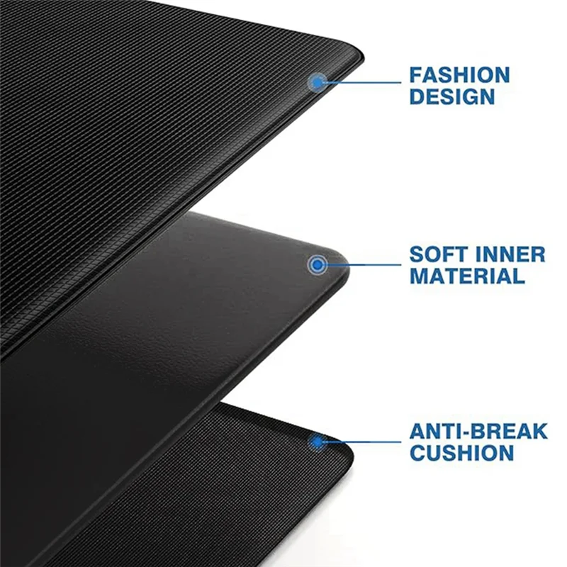 A44U Cushioned Anti Fatigue Kitchen Mats For Floor, Waterproof Kitchen Rug Set For Kitchen, Floor, Office, Black