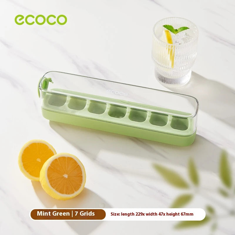 Ice Cube Tray with Lid & Bin – Quick-Fill Easy Press No-Touch Release Freezer Mold (7/14/21 Pcs)