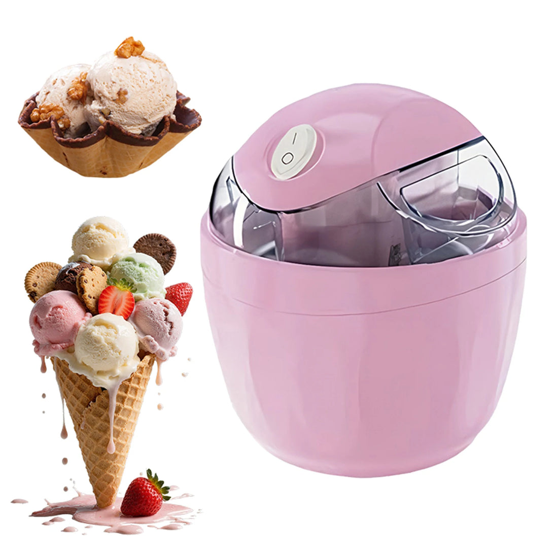 500ml Mini Electric Ice Cream Maker – One-Touch Homemade Frozen Treats in Just 15 Minutes