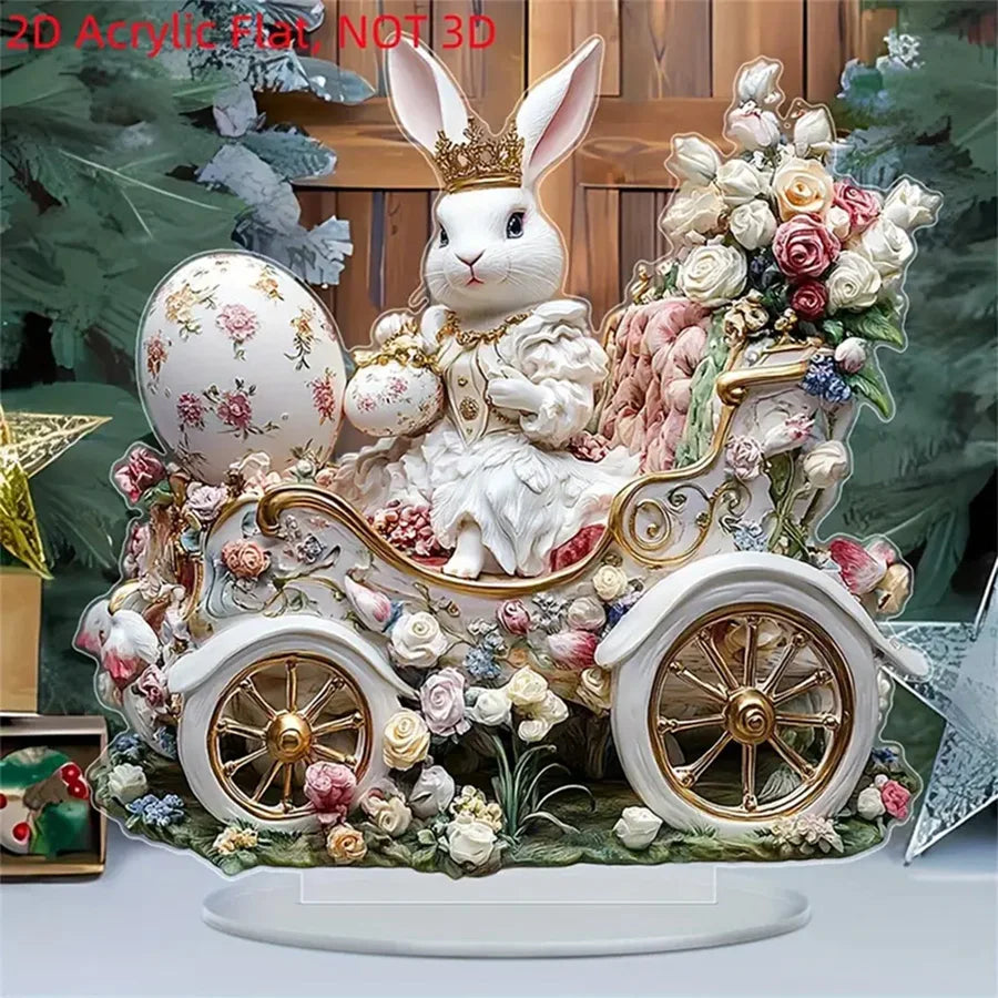2D Flat Cute Easter Bunny Acrylic Standing Brand with Stand Tabletop Decoration Room Decoration Sign Perfect Gift