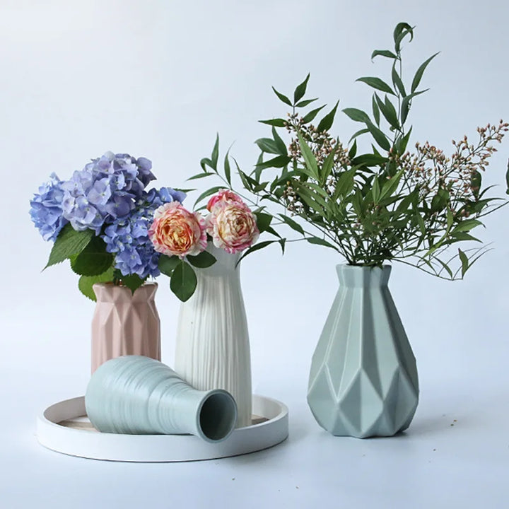 Multi-style Origami Plastic Vase White Imitation Ceramic Flower Pot Flower Basket Flower Vase Decoration Home Nordic Decoration