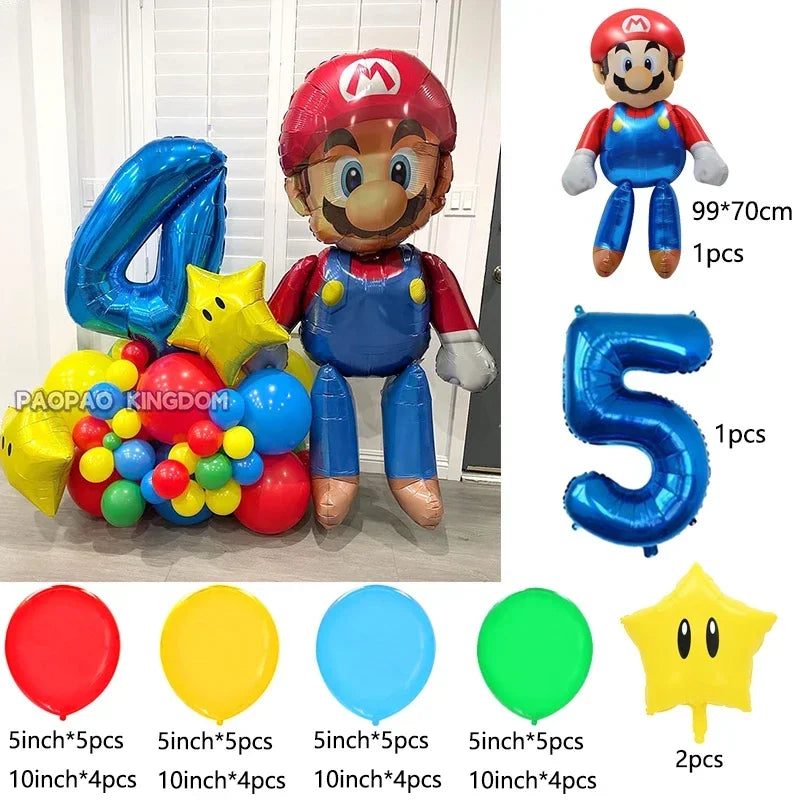 Super Mario Foil Balloons Arch Garland Kit Latex Balloons Number Balls Mario Birthday Party Baby Shower Decoration Gift Toys