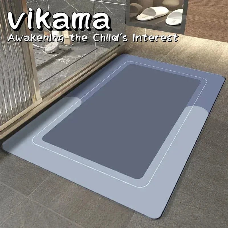 VIKAMA Diatomaceous Earth Bath Rug – Non-Slip Quick Dry Shower Mat for Bathroom Safety