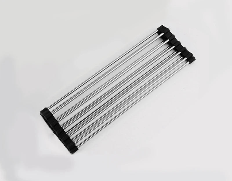 Roll Up Dish Drying Rack over sink,304 Stainless Steel Dish Drainer Shelf Organizer Tableware Plate Storage,Kitchen accessories