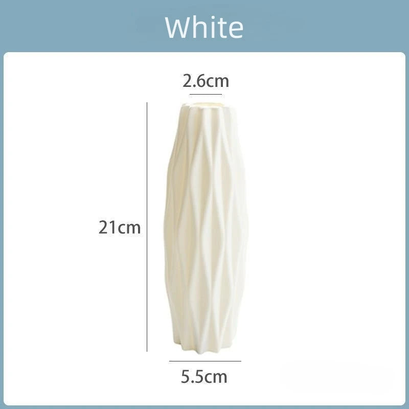 Diamond-Cut Plastic Vase - Shatterproof Imitation Ceramic Pot for Home Decor | Thick Heavy Duty Holiday Decoration