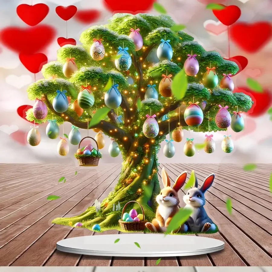 2D Flat Cute Easter Bunny Acrylic Standing Brand with Stand Tabletop Decoration Room Decoration Sign Perfect Gift