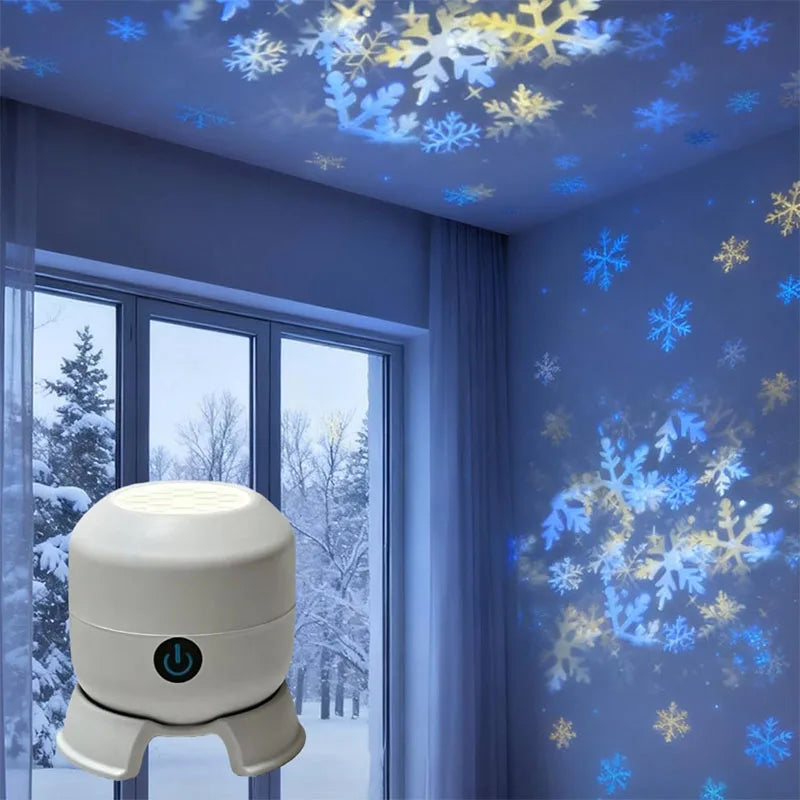 LED Ocean & Snowflake Projection Night Light – USB Rechargeable Dynamic Projector with Adjustable Ambient Light