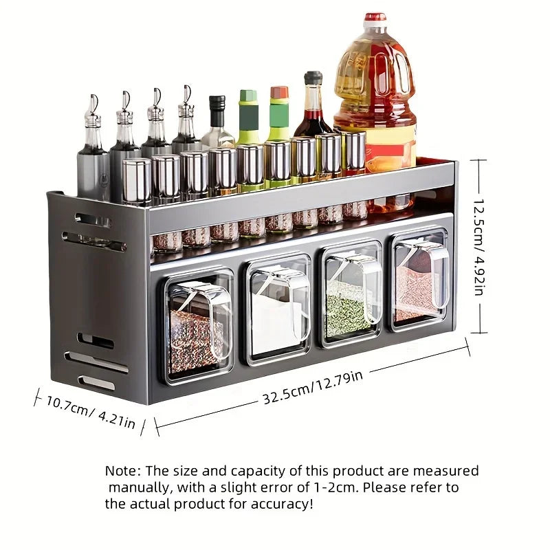 Stainless Steel Kitchen Spice Rack Wall-Mounted Multi-Functional Spice Rack Box Jar Kitchen Storage Home Organizador De Cocina