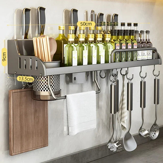 Kitchen Storage Rack Multifunctional Cutting Board Holder Wall Spice Rack Utensils Rack for Kitchen Seasoning Holder Organize