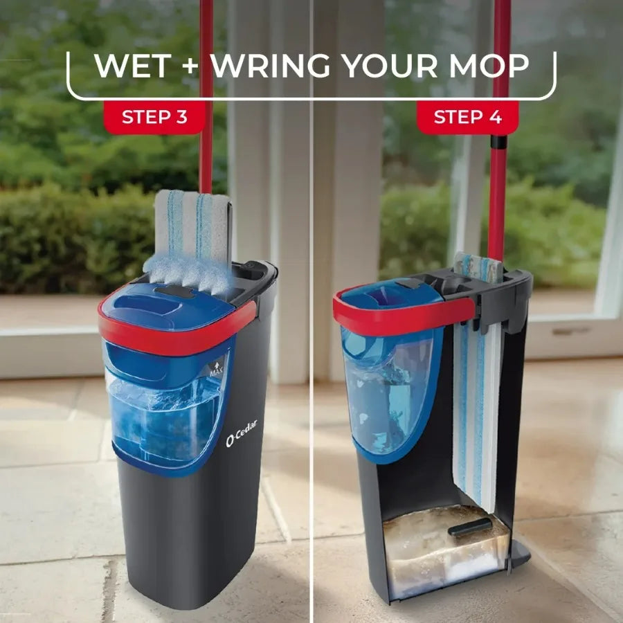 O-Cedar H2PrO Flat Mop System – Dual-Tank 100% Clean & Dirty Water Separation with Washable Microfiber Pad