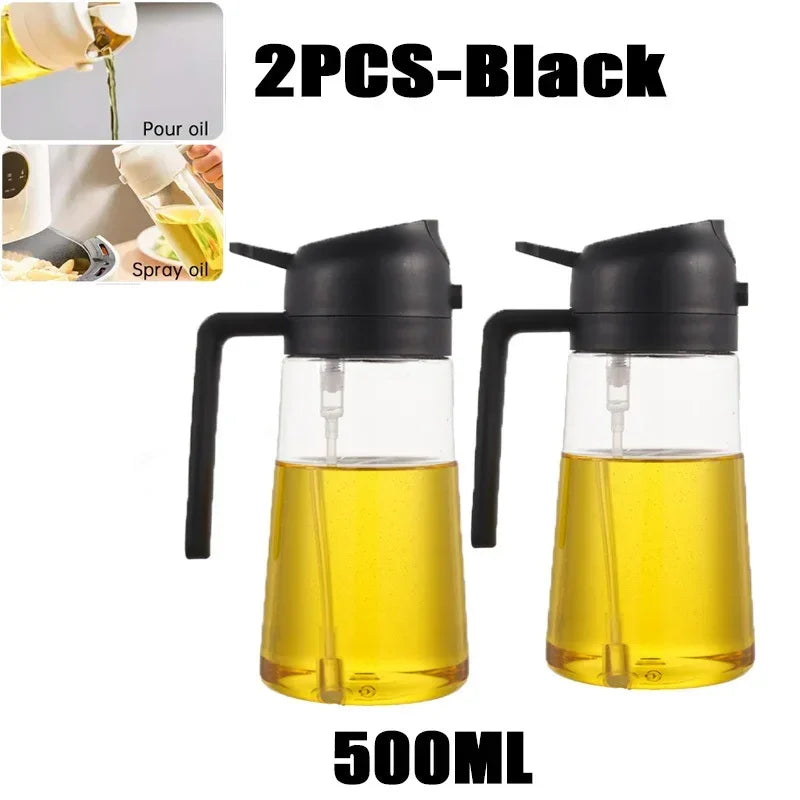 2 in 1 Kitchen Oils Spray Bottle Olive Sprayer Oil Spray Oil Sprayer Plastic for Cooking BBQ Baking Oils Dispenser Accessories