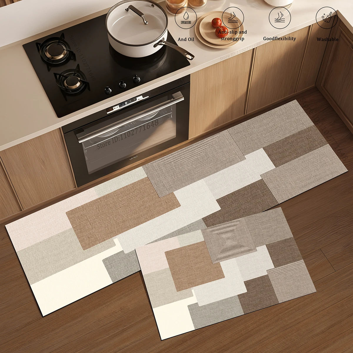 Quality Kitchen Long Non-slip Absorbent Vinyl Rugs Waterproof Washable Floor Mat Bedroom Hallway Corner Entrance Doormat Carpet