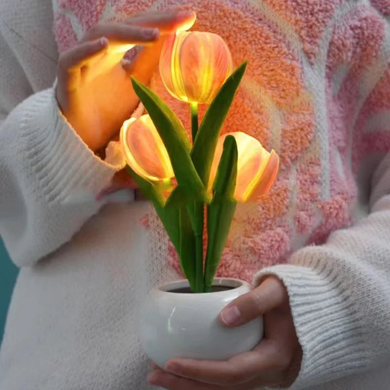 LED Tulip Night Light – Simulation Flower Atmosphere Desk Lamp for Room Decor & Gift