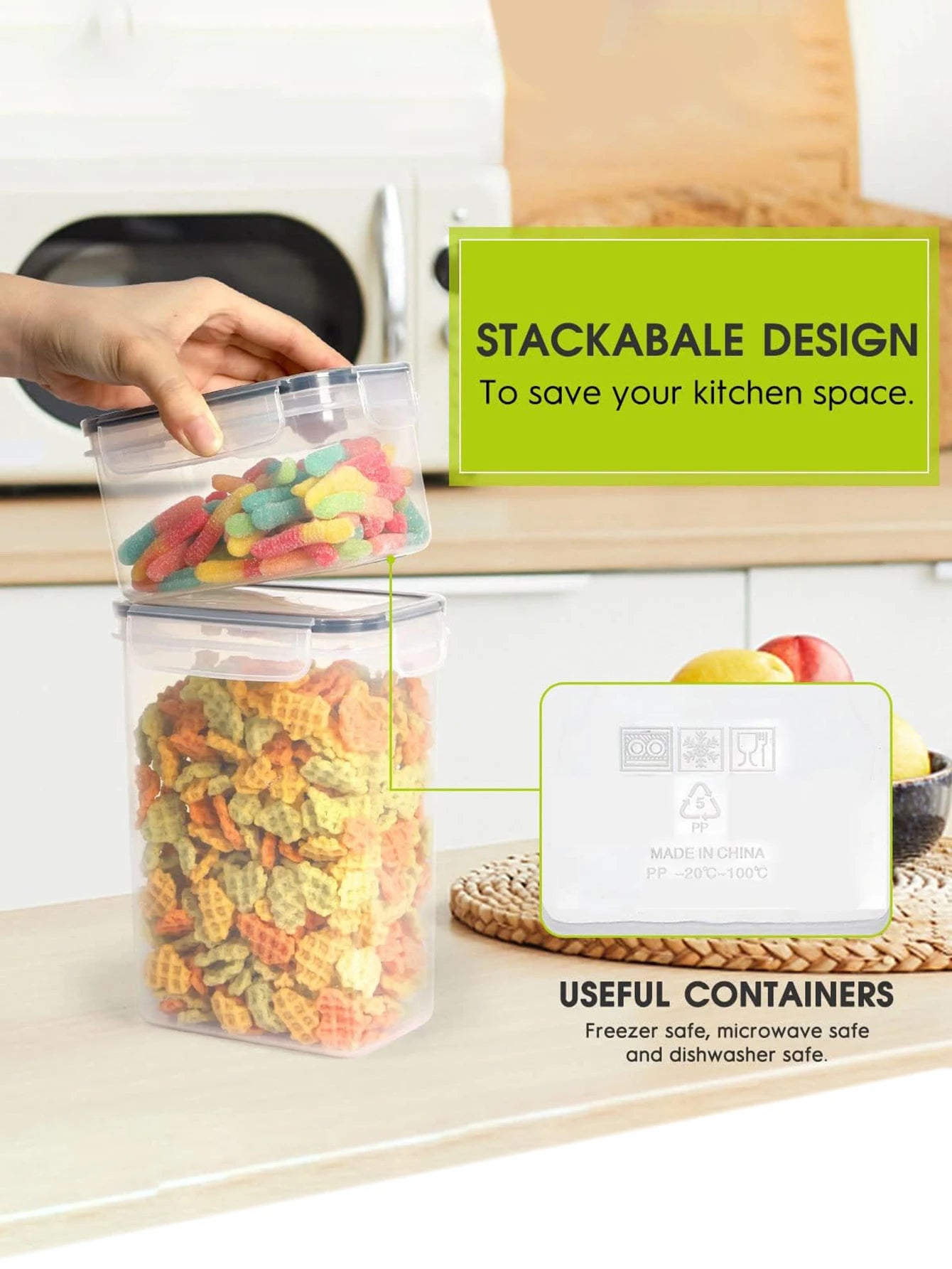 storage containers,Complete food storage containers with LIDS, clear food jars, moisture-proof sealed crisper for cereals,