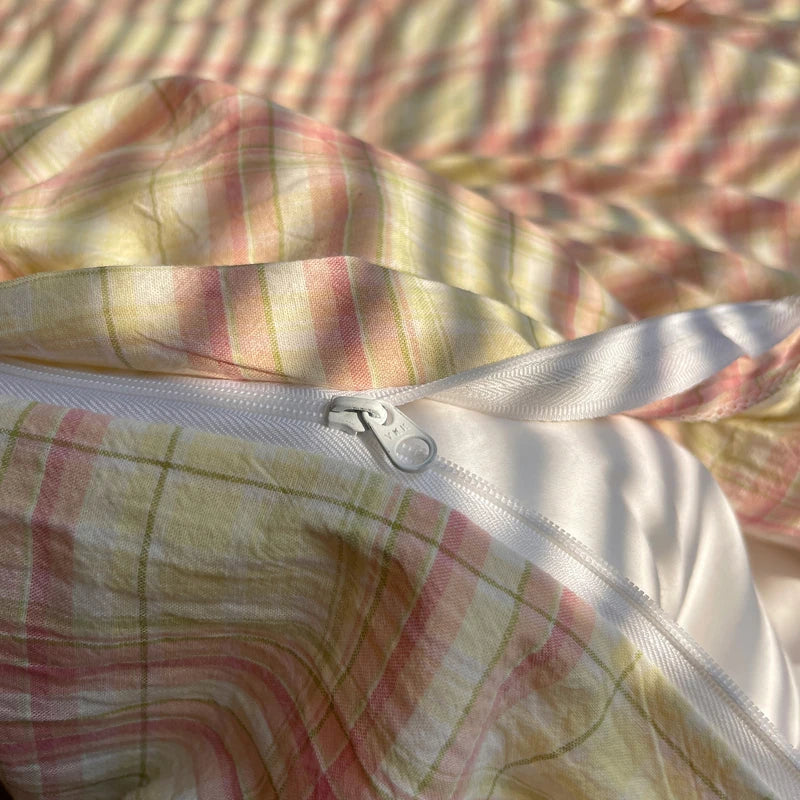Nordic sling Cotton Pink Stripes Duvet Cover 150x200 Size Girl's Room housse de couette Skin friendly Breathable Comforter Sets