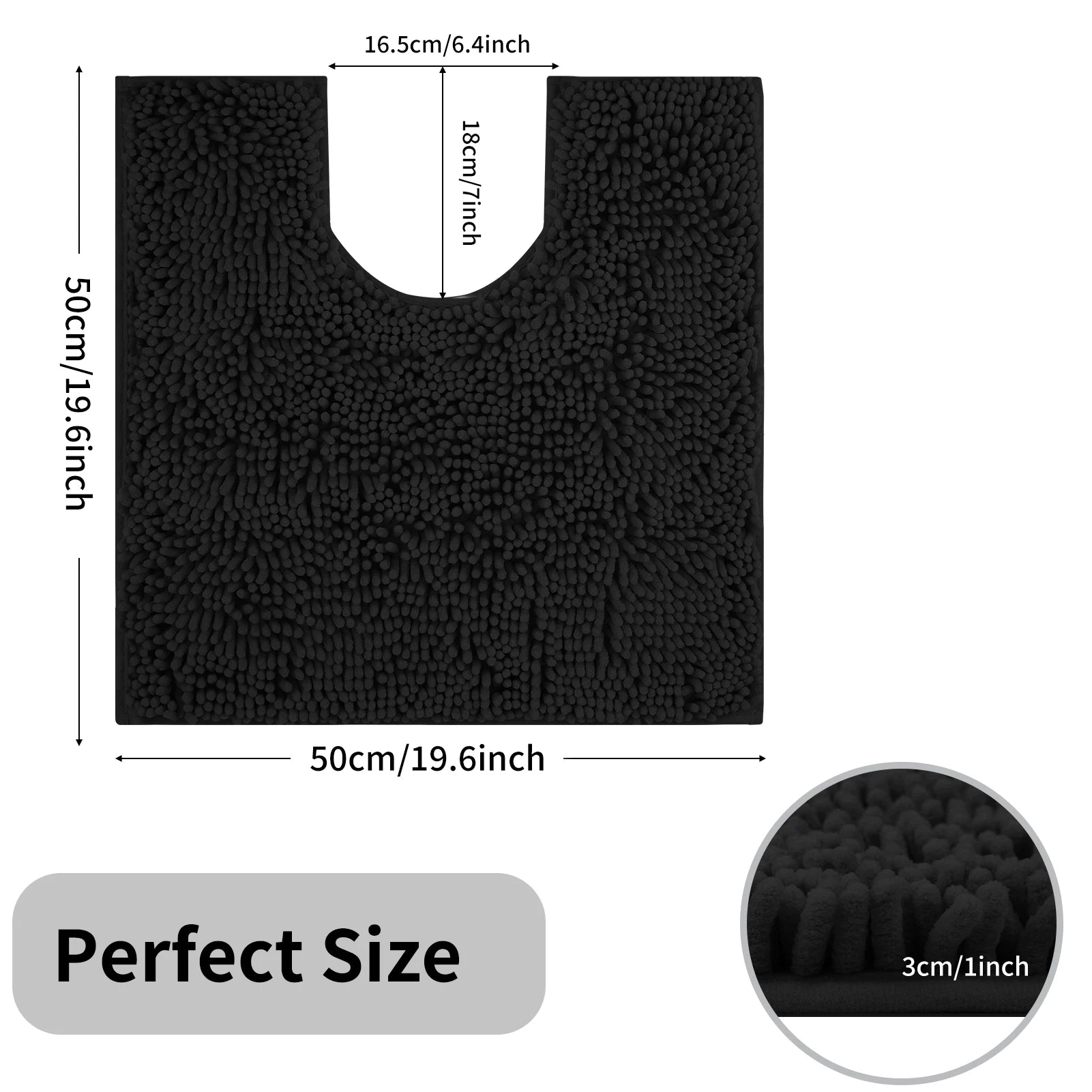 Toilet Rugs U Shaped Washable Bathroom Mat Extra-Soft Plush Rug Chenille Microfiber Super Absorbent Shaggy Machine Wash & Dry