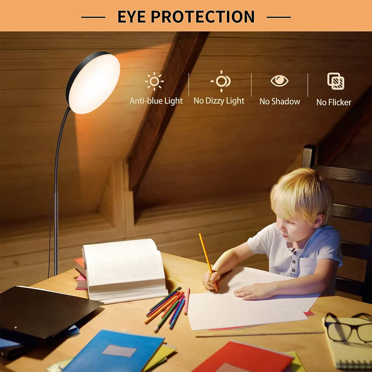 LED Floor Lamp Changeable Reading Lamp with Flexible Gooseneck Dimmable Table or Floor Standing Task Light for Indoor Room