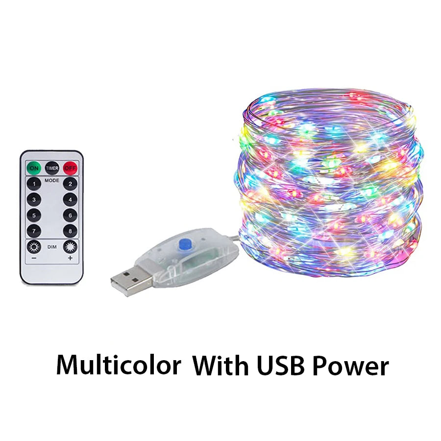 Led String Light Christmas Fairy Light USB Battery Remote Garland Copper Wire LED Lamp for Wedding Party Decoration 10M 20M