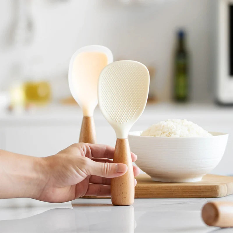 1Pcs Silicone Non-Stick Cooking High-Temperature-Resistant Spoon Anti-Scalding Pot Rice Durable Kitchen Gadgets