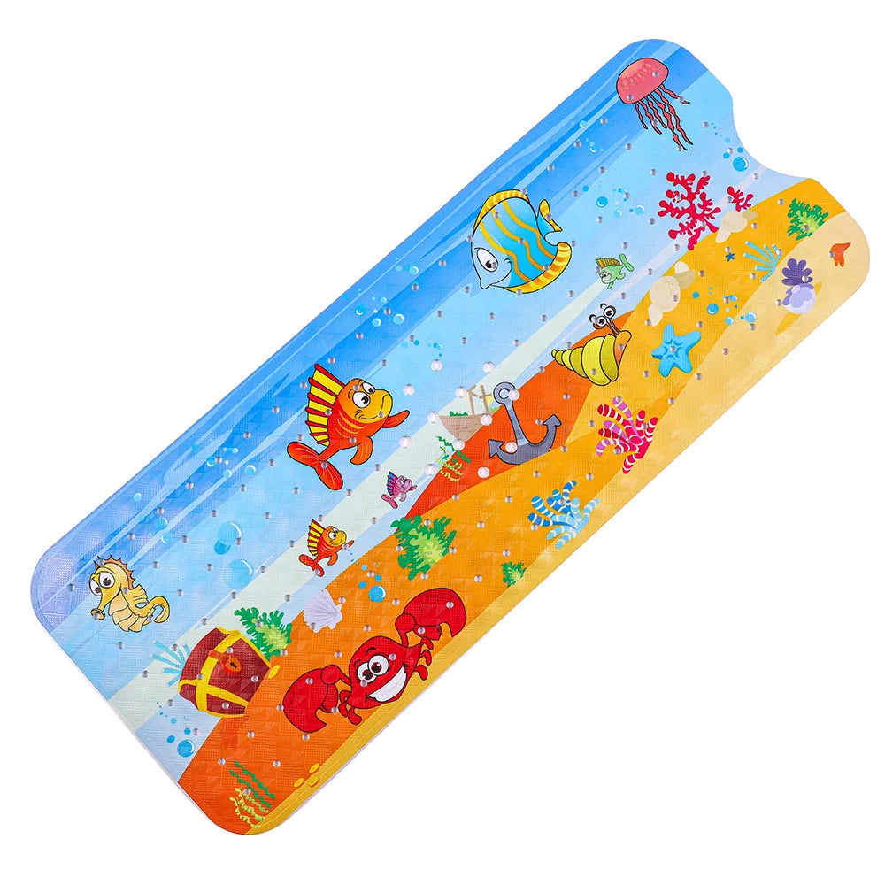 40x100cm Cute Cartoon Sea World Anti-Skid Shower Bathtub Mats with Sucker Non-Slip Bath Mat Soft Pad Kid's Elder Carpet Rug
