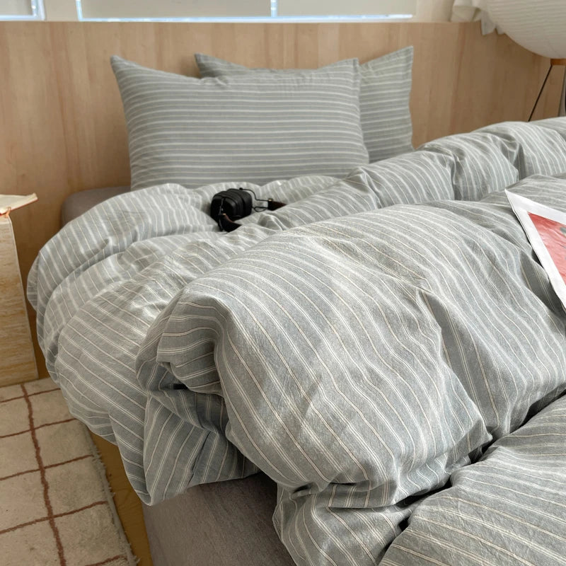 Nordic sling Cotton Pink Stripes Duvet Cover 150x200 Size Girl's Room housse de couette Skin friendly Breathable Comforter Sets